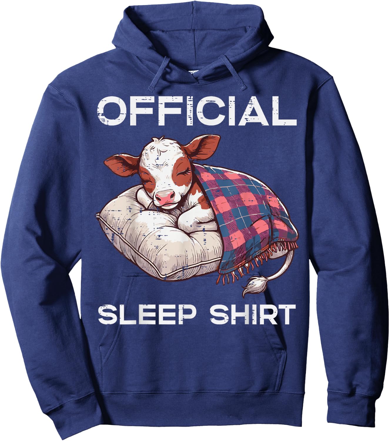 Official Sleep Shirt Cow Pillow Funny Saying Men Women Kids Hoodie - Hoodie | Navy
