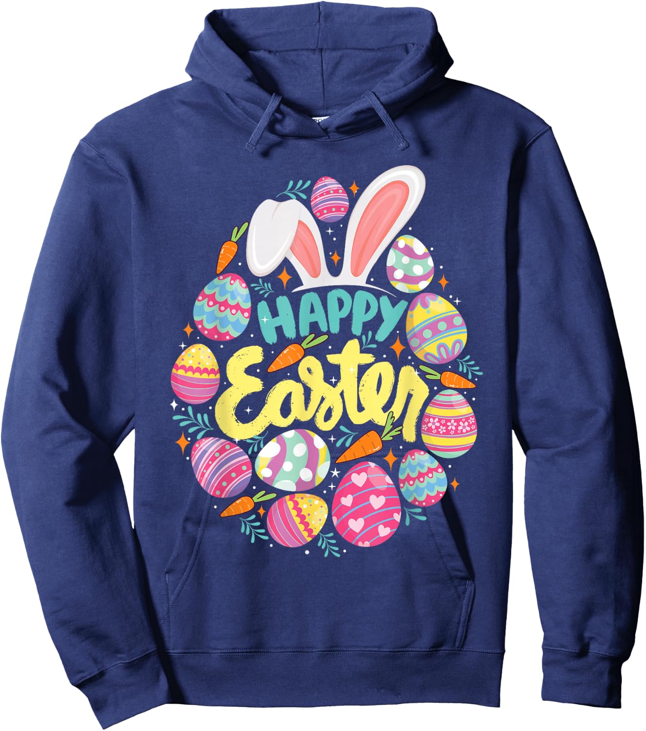 Happy Easter - Colorful Eggs Egg Hunting Jesus Christ Hoodie - Hoodie | Navy