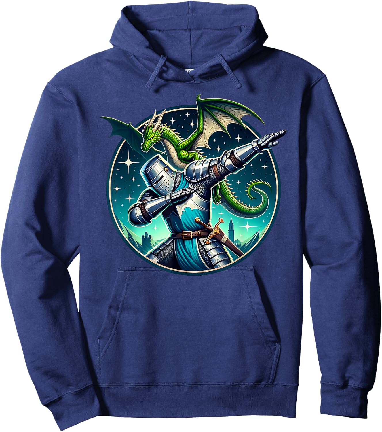 Dabbing Medieval Knight Dragon Funny Renaissance Ren Faire Hoodie - Hoodie | Navy