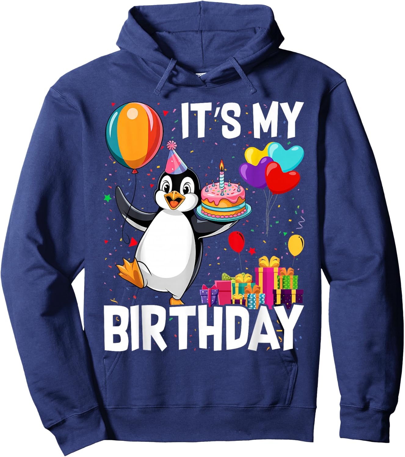Penguin Birthday Balloons Kids Birthday Party Cute Penguin Hoodie - Hoodie | Navy