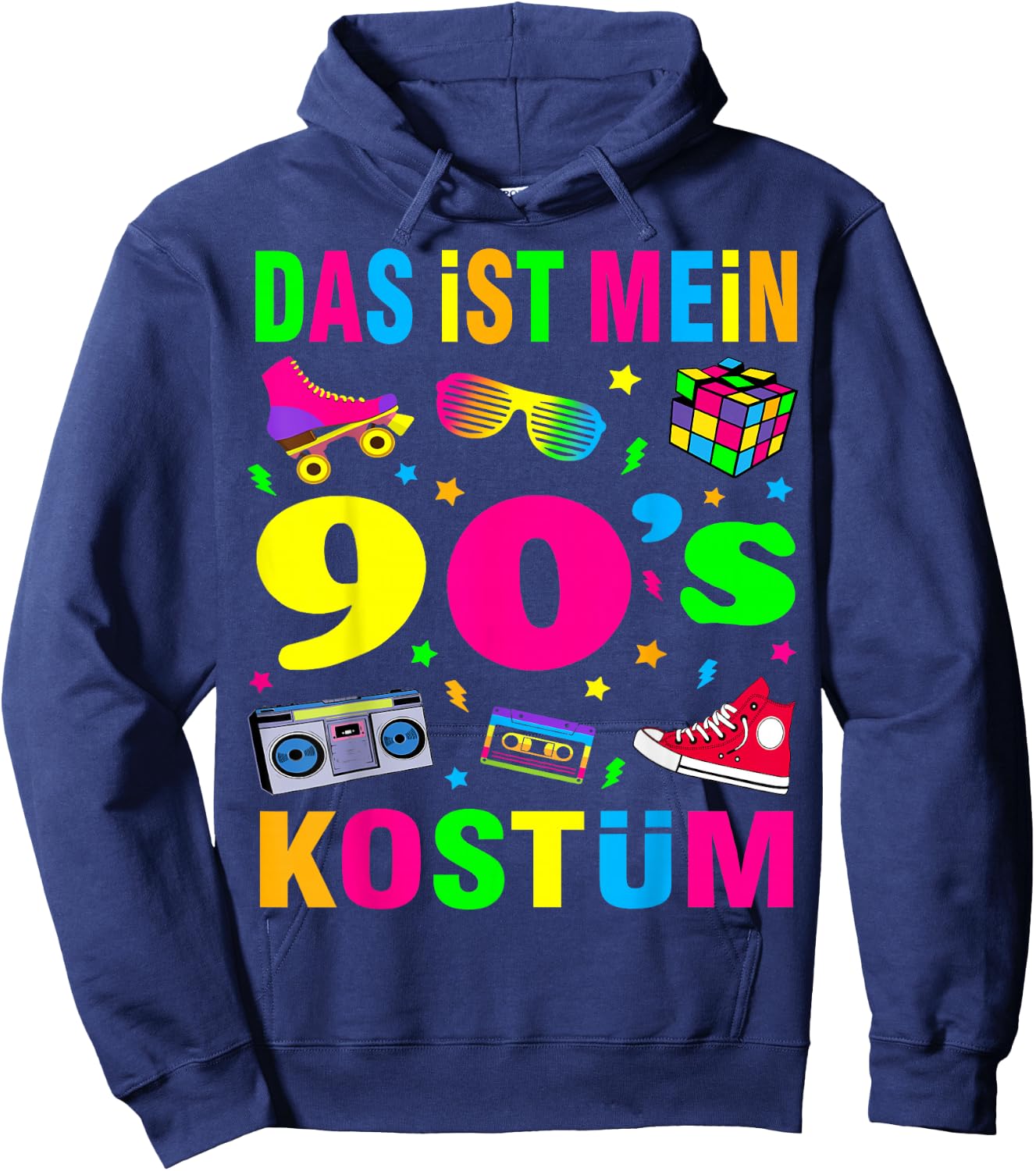90s Theme Party 90s Costume - I Love the 90s , black Hoodie - Hoodie | Navy