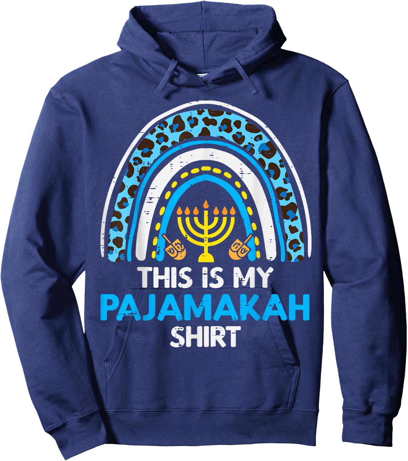This Is My Pajamakah Shirt Rainbow Hanukkah Pajamas PJ Women Hoodie - Hoodie | Navy