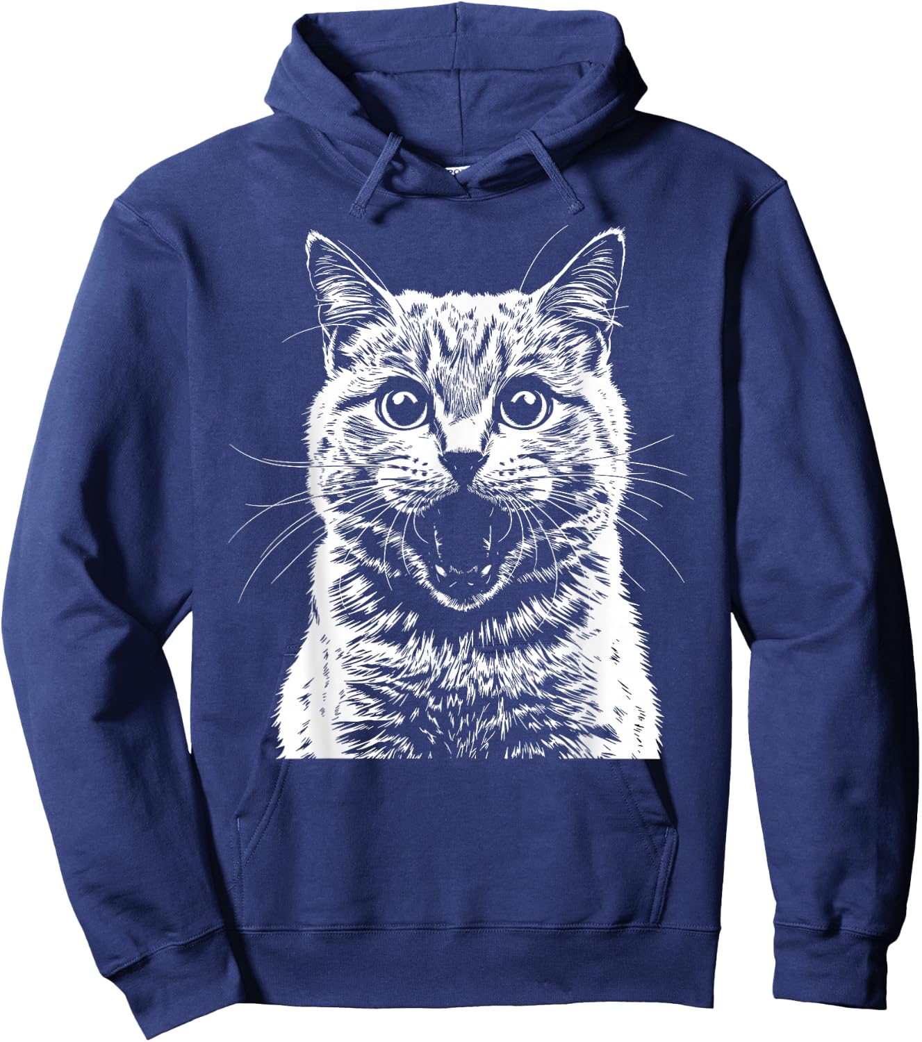 Silhouette Cat Head Illustration Idea Cat Design , Black, S Hoodie - Hoodie | Navy