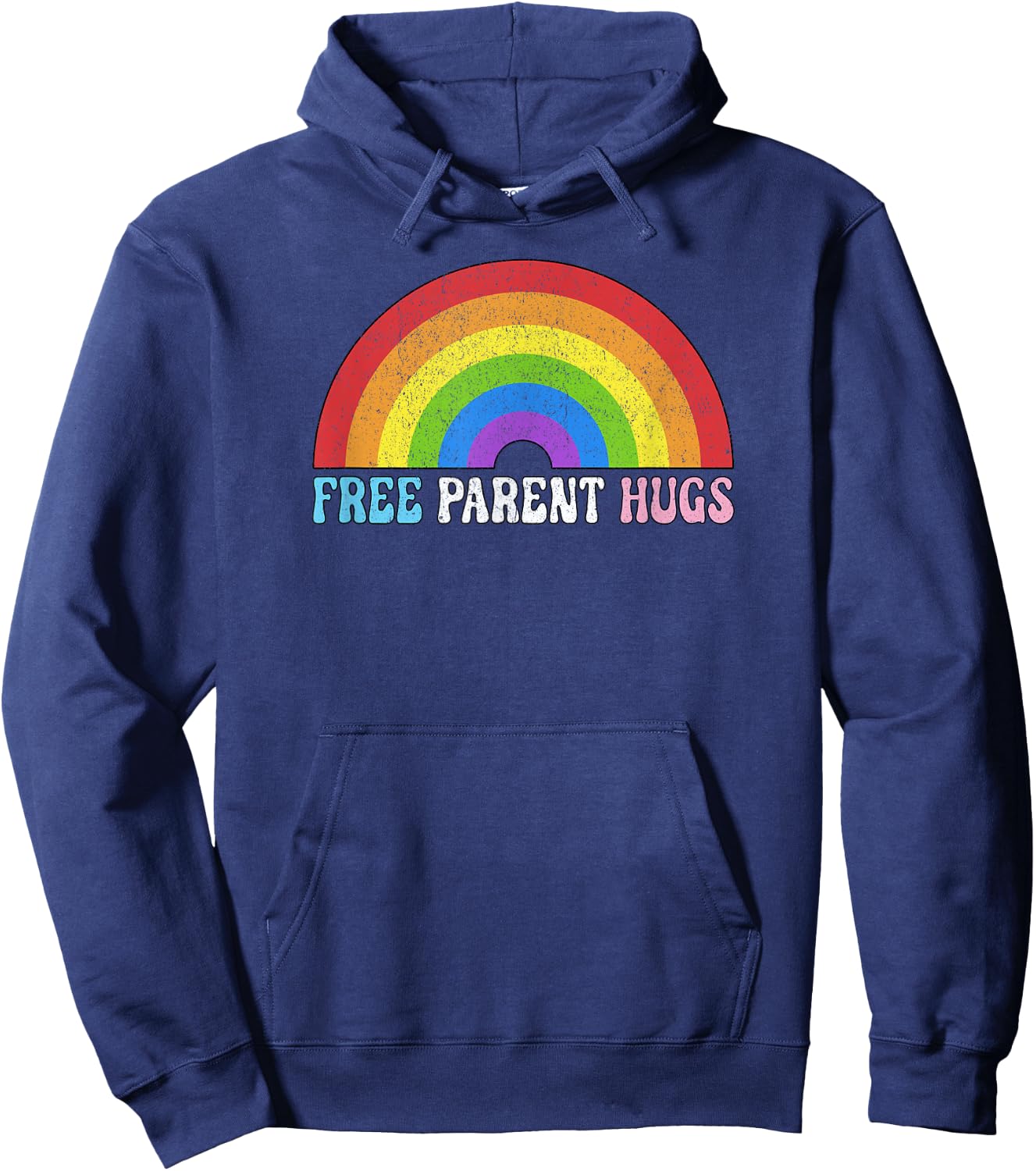 Free Parent Hugs LGBTQ Pride Rainbow Nonbinary Hoodie - Hoodie | Navy
