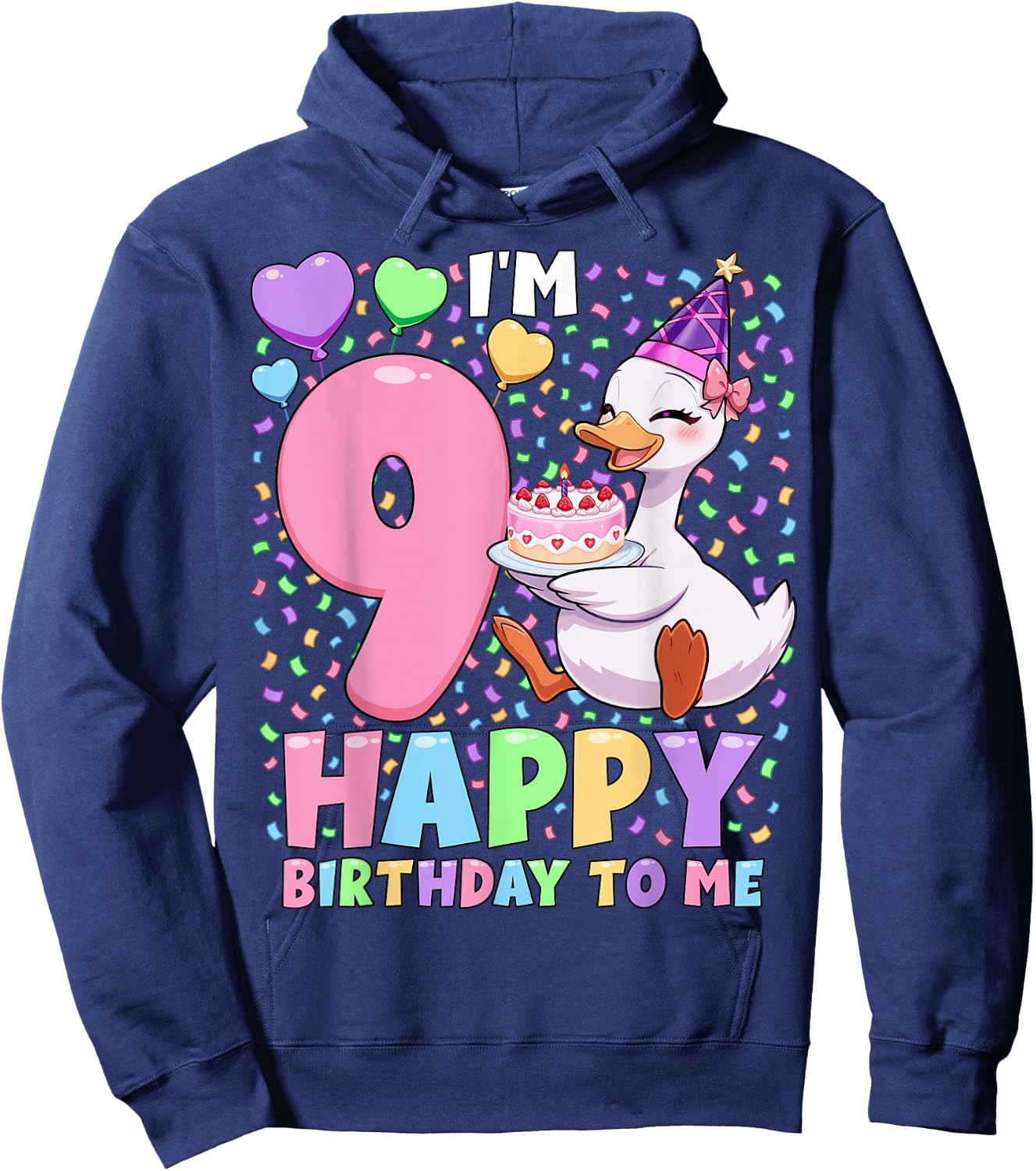 Silly Goose Birthday Shirt 9 | 9th Birthday Girl Goose Hoodie - Hoodie | Navy