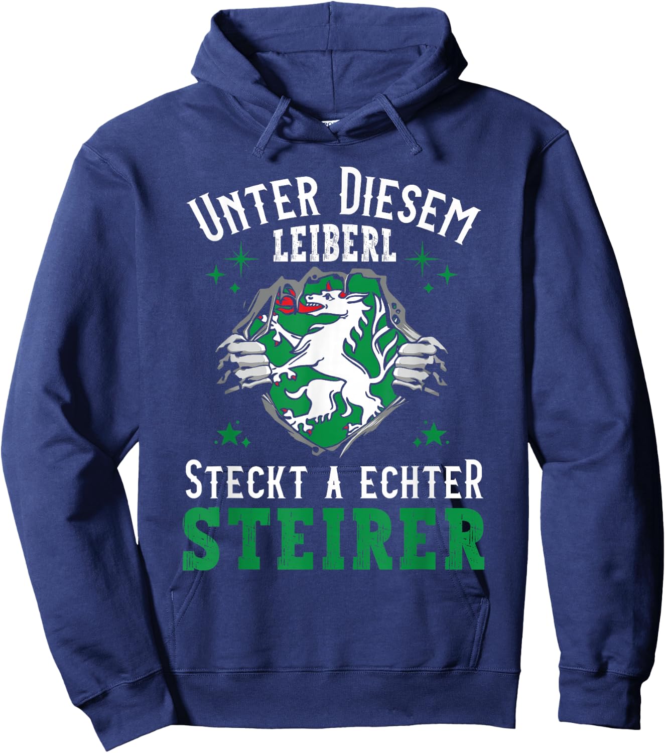 Steiermark Steirisch Crest Leiberl for Real Steirer, black Hoodie - Hoodie | Navy