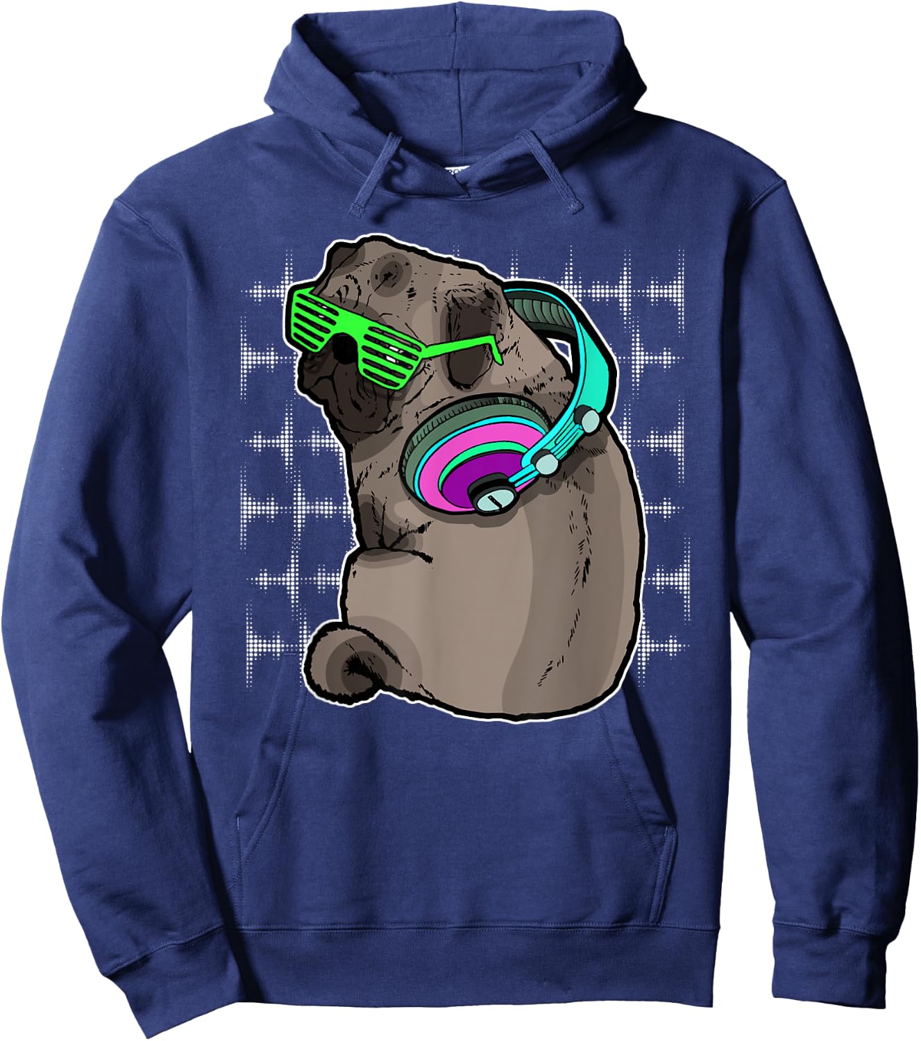 Pug Dj Music Lover Headphones Sound Funny Gift Hoodie - Hoodie | Navy