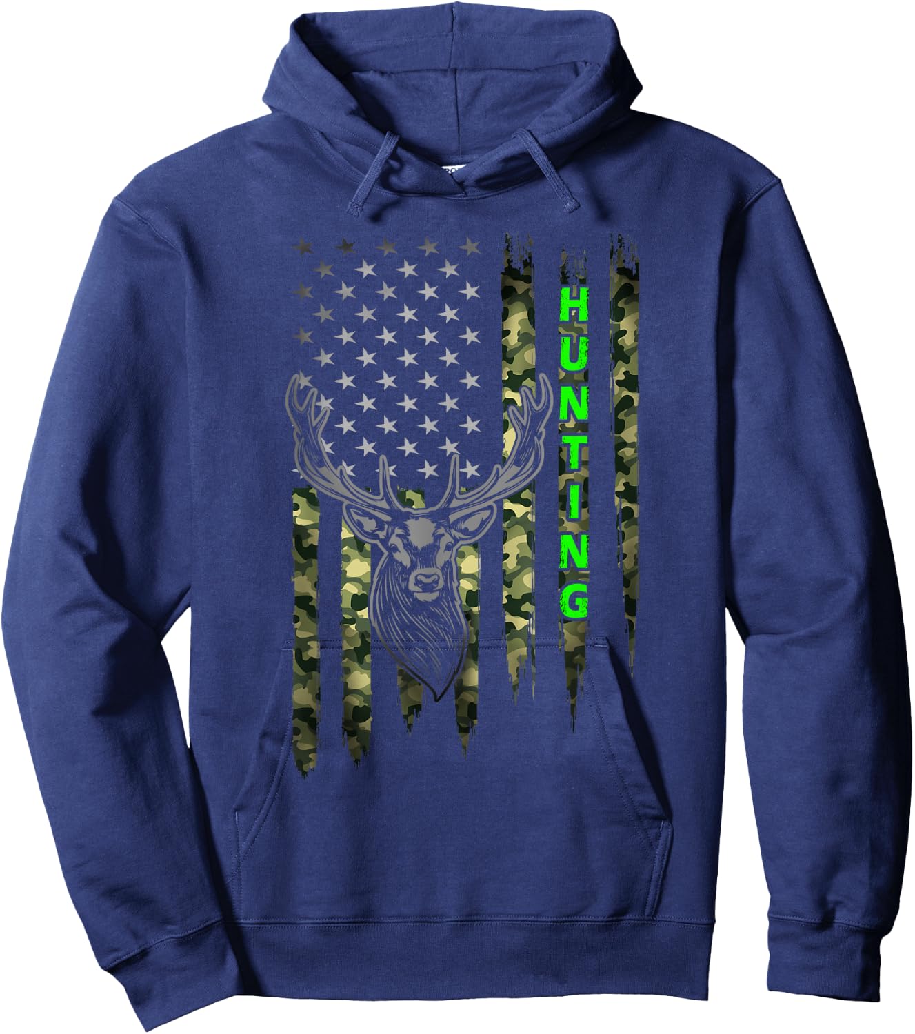 Patriotic Whitetail Buck Deer Hunting American Camouflage Small Hoodie - Hoodie | Navy