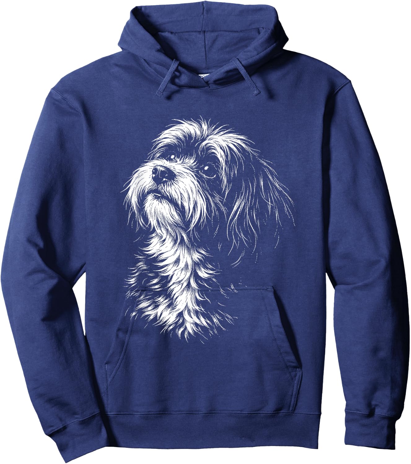 Havanese Portrait Black and White Dog Lover Hoodie - Hoodie | Navy