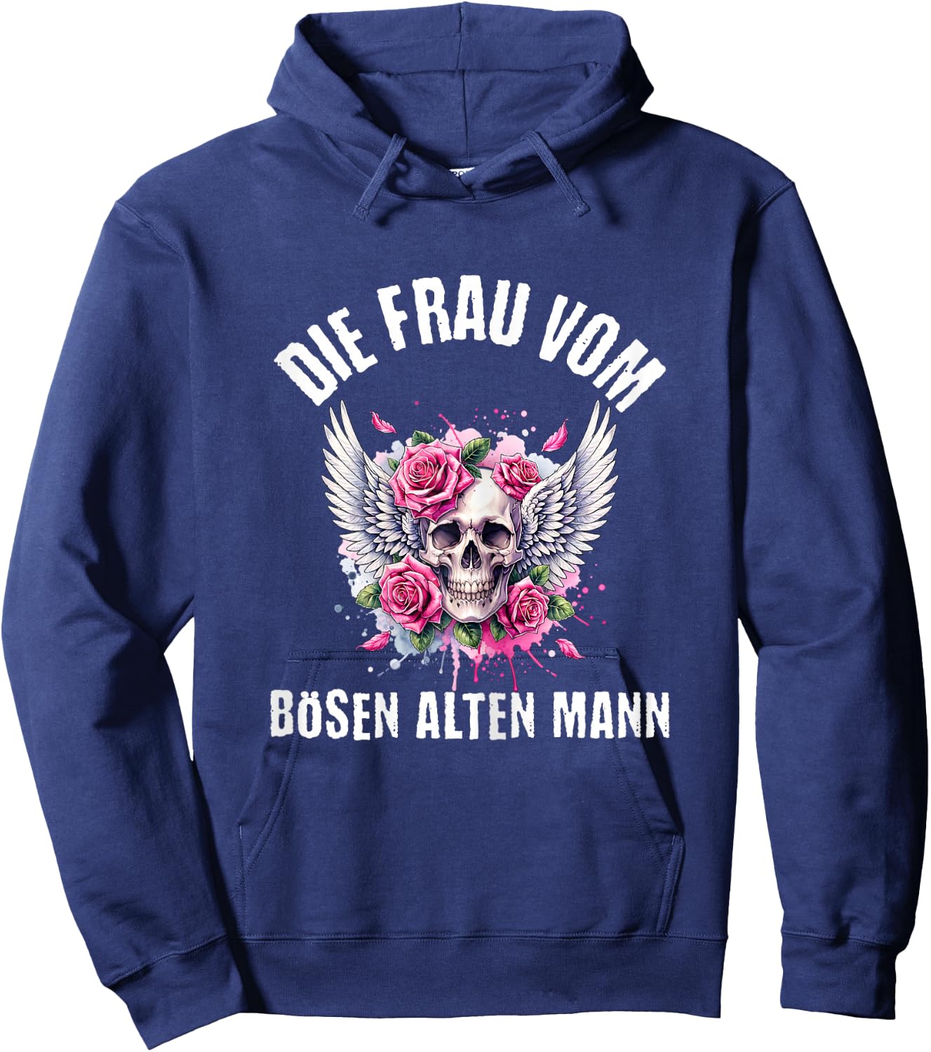 with German Text "Die Frau vom Bösen Alten Mann, black Hoodie - Hoodie | Navy