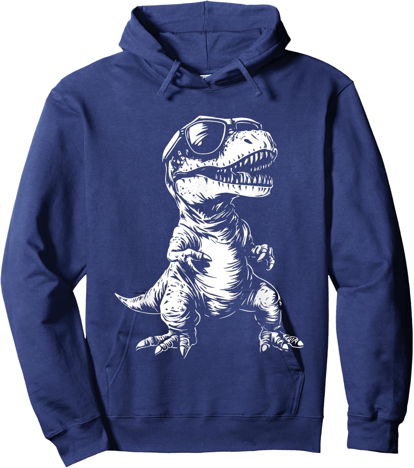 dinCo. Funny T-Rex Sunglasses - , Black, Small, Short Sleeve Hoodie - Hoodie | Navy