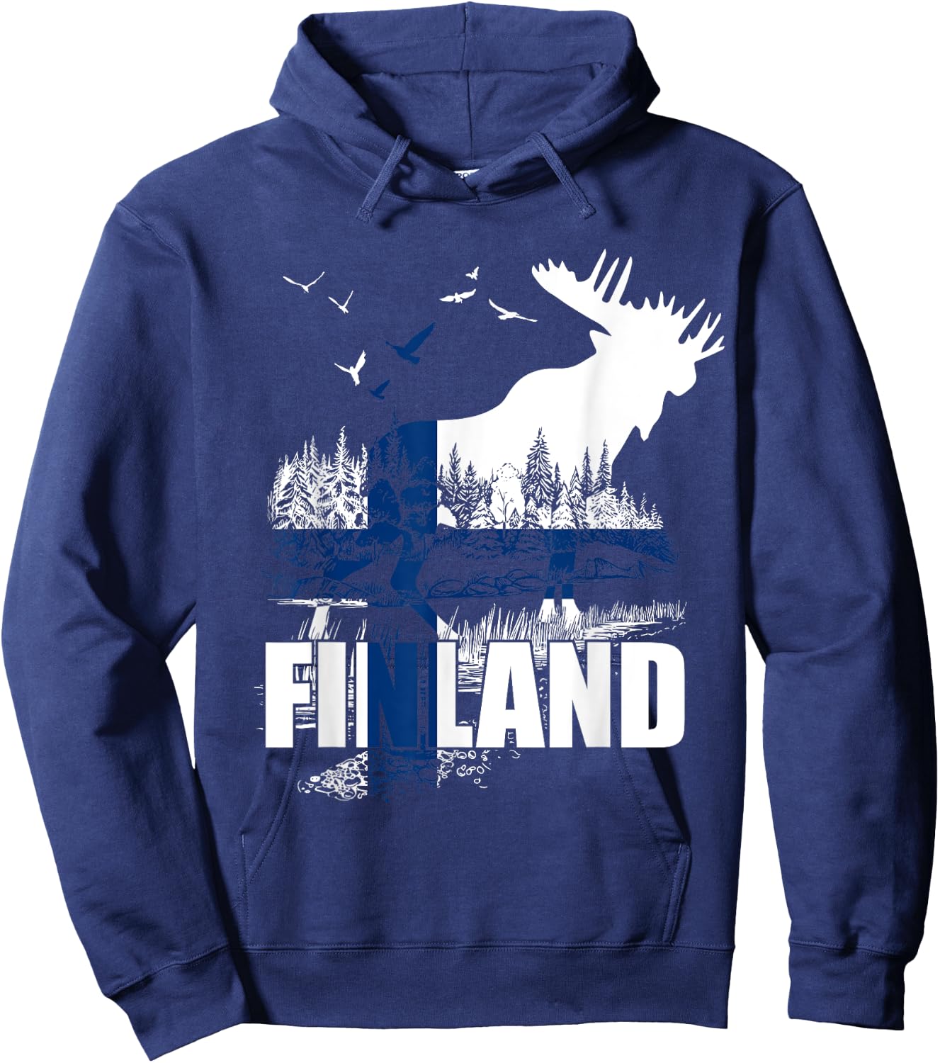 Finland Flag Moose Finland Hoodie - Hoodie | Navy