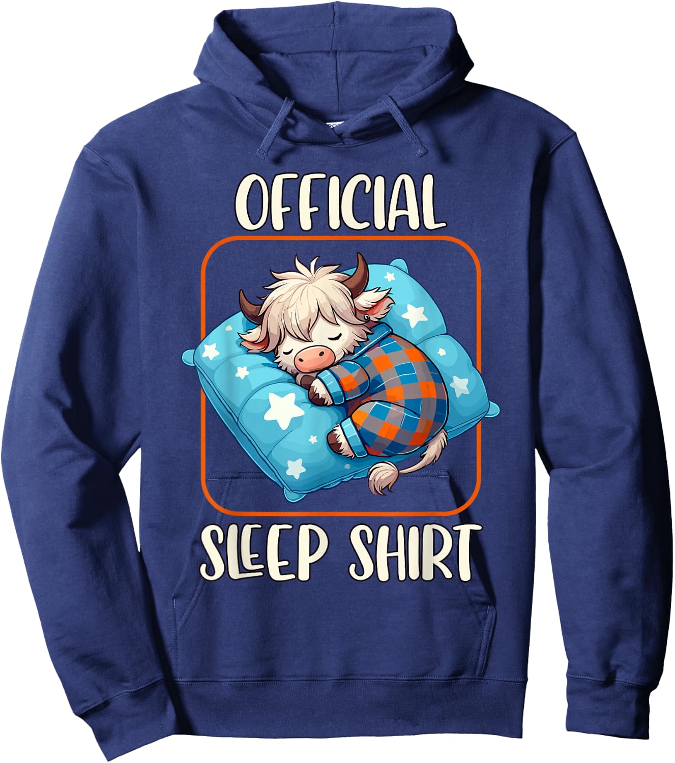 Highland Cow, Official Sleepshirt Nightgown Nightshirt Sleep Hoodie - Hoodie | Navy