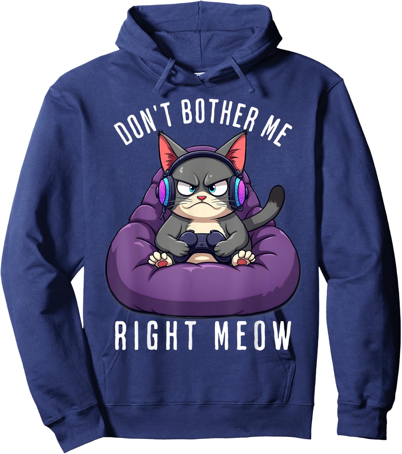 Funny Gamer Cat Gaming For Video Gamers Boys Men Hoodie - Hoodie | Navy