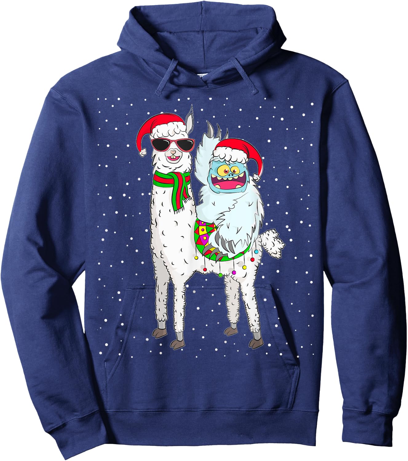 Yeti To Party Santa Hat Llama Christmas Pajama Xmas Gift Hoodie - Hoodie | Navy