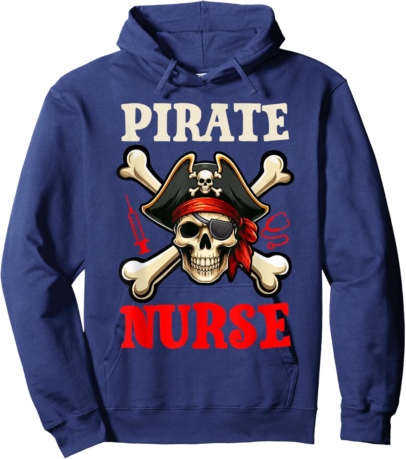 Pirate Nurse Costume Skull Horror Pirate Funny Job Team Hoodie - Hoodie | Navy