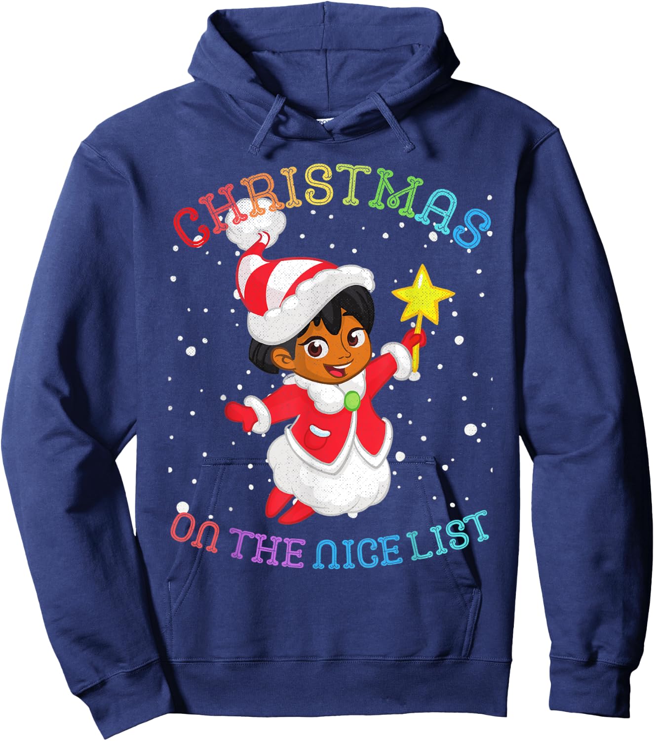Christmas African American Girl Angel: On the Nice List Hoodie - Hoodie | Navy