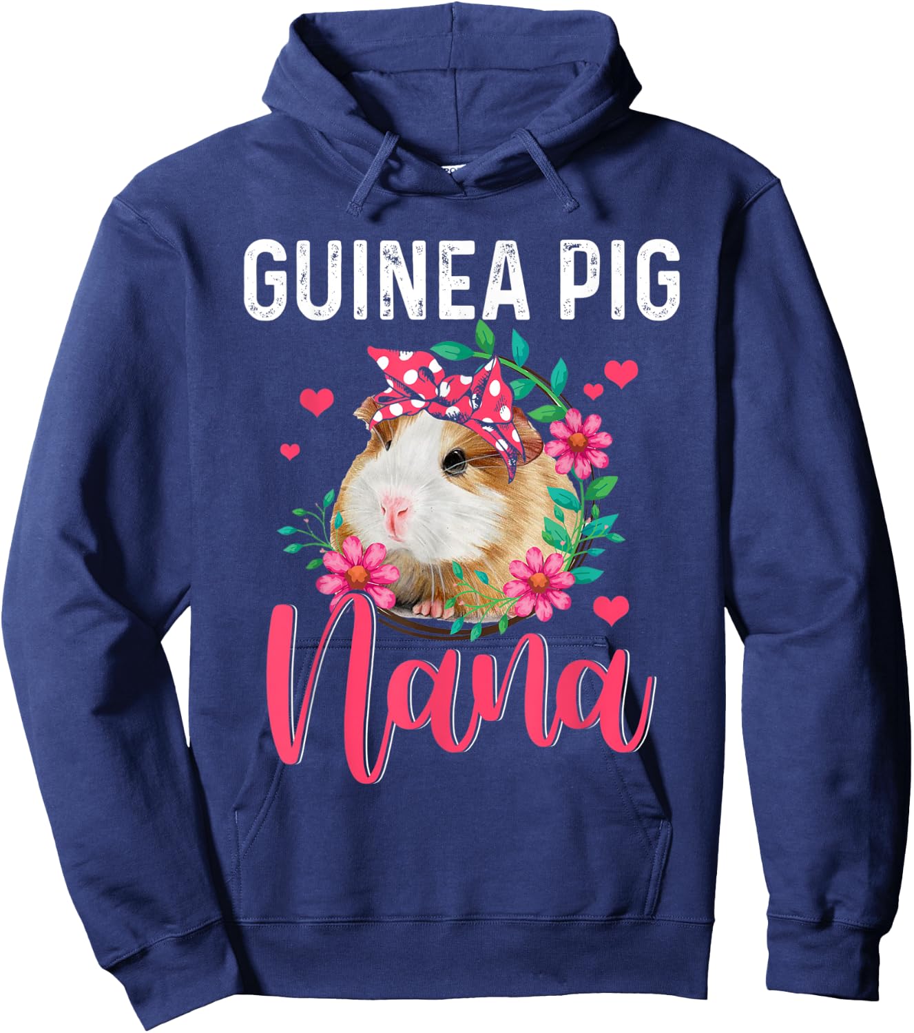 Guinea Pig Nana Cute Flowers Guinea Pig Nana Mother's Day Hoodie - Hoodie | Navy