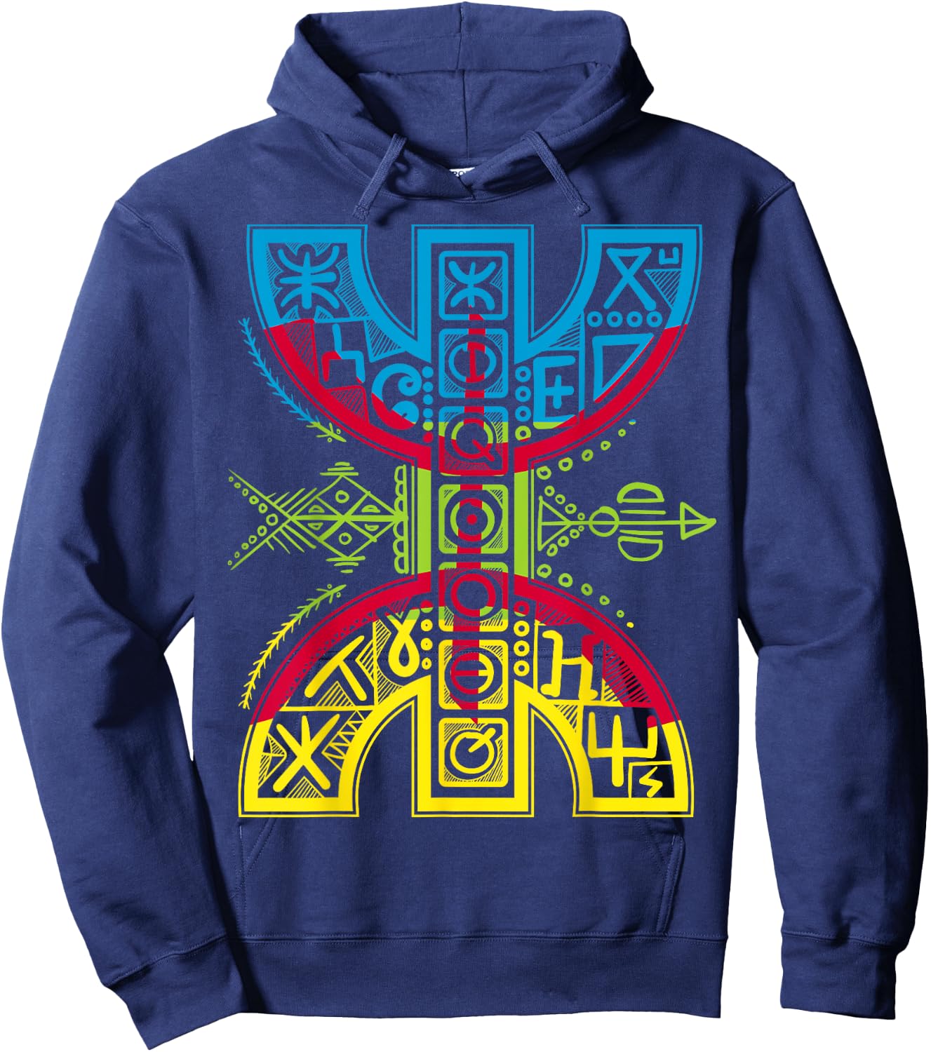 Amazigh Flag with YAZ Tifinagh Symbol Berbers Libere , Black Hoodie - Hoodie | Navy