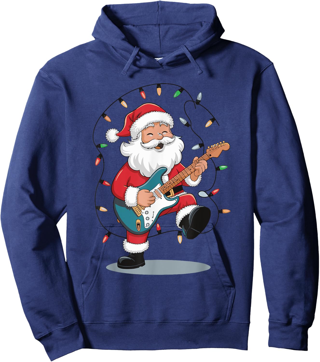 Santa Playing Guitar Hoodie - Hoodie | Navy