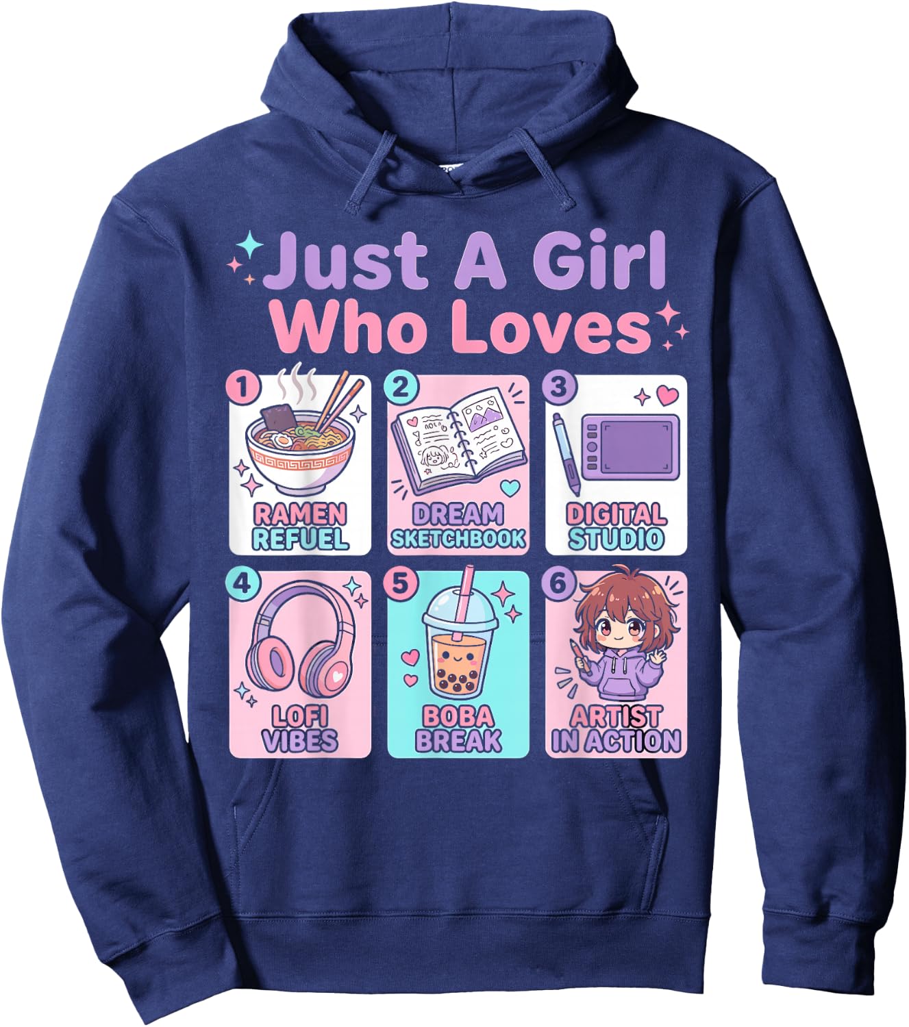 Just A Girl Who Loves Anime Ramen and Sketching Japan Hoodie - Hoodie | Navy
