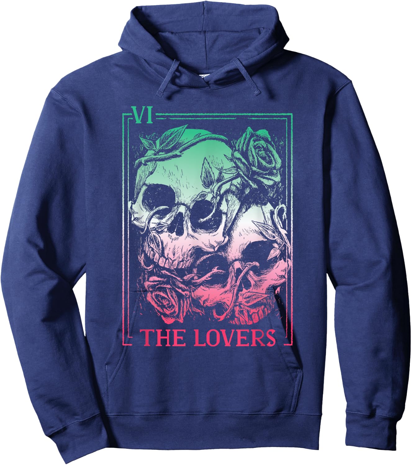 The Lovers Tarot Card Occult Goth Abrosexual Gothic Soulmate Hoodie - Hoodie | Navy