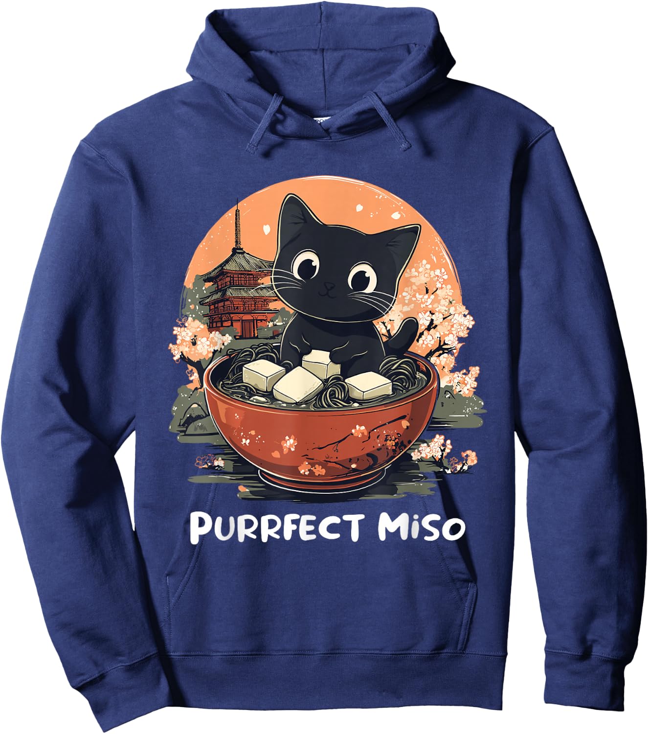 Cute Cat Lover Design Miso Soup Funny Cat Hoodie - Hoodie | Navy