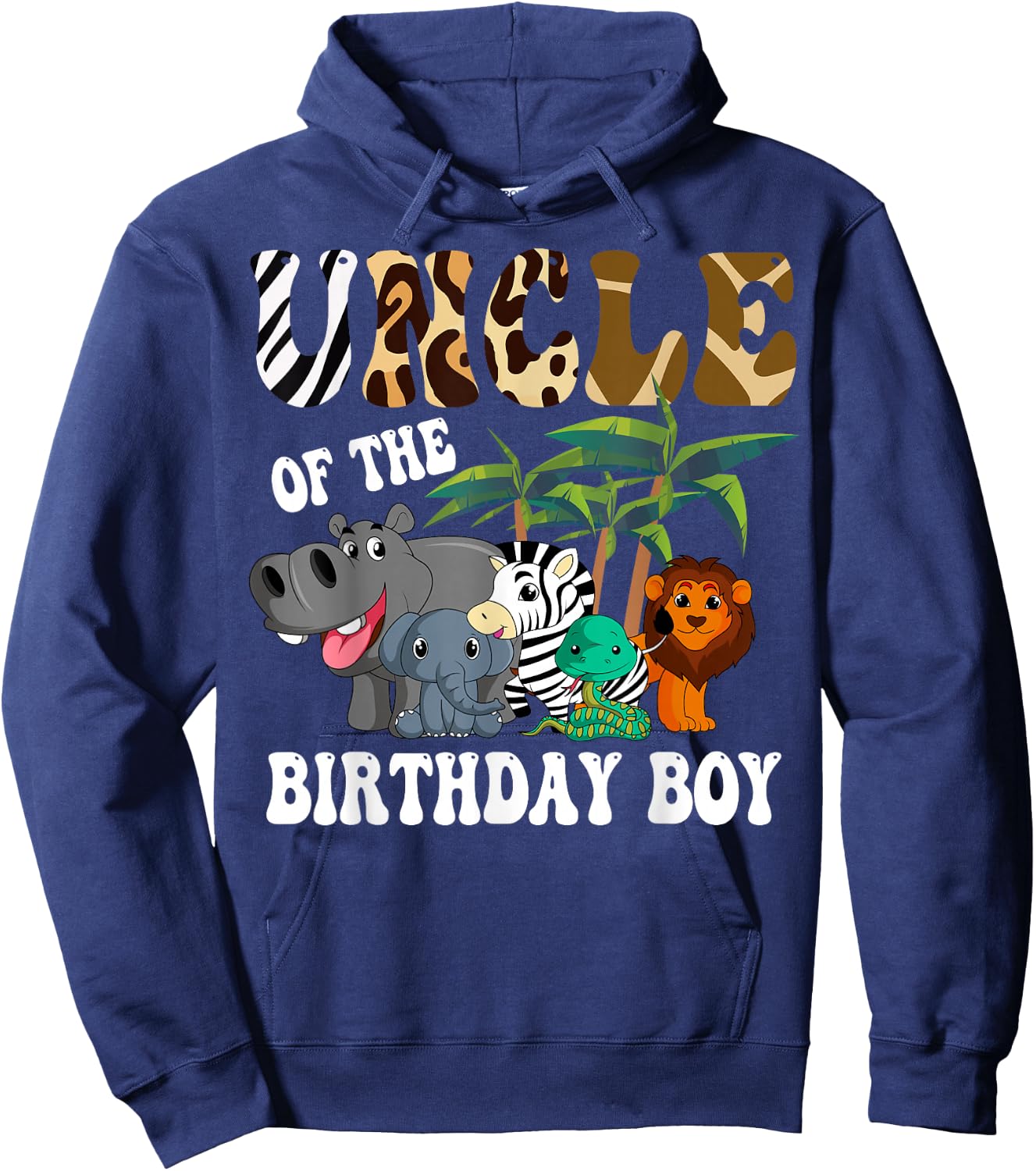 Uncle of the Birthday Boy Zoo Bday Safari Celebration Hoodie - Hoodie | Navy