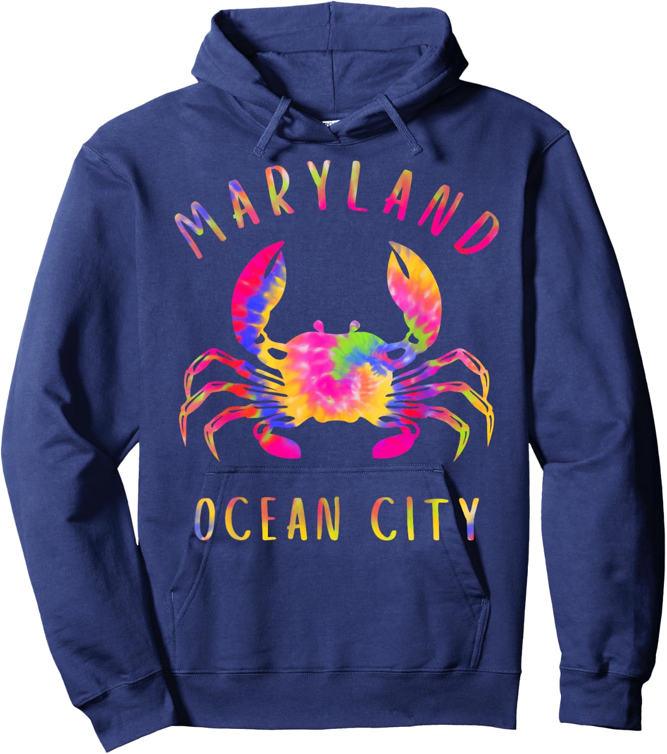 Ocean City Blue Crab Tie dye Maryland Maryland Vacation Hoodie - Hoodie | Navy