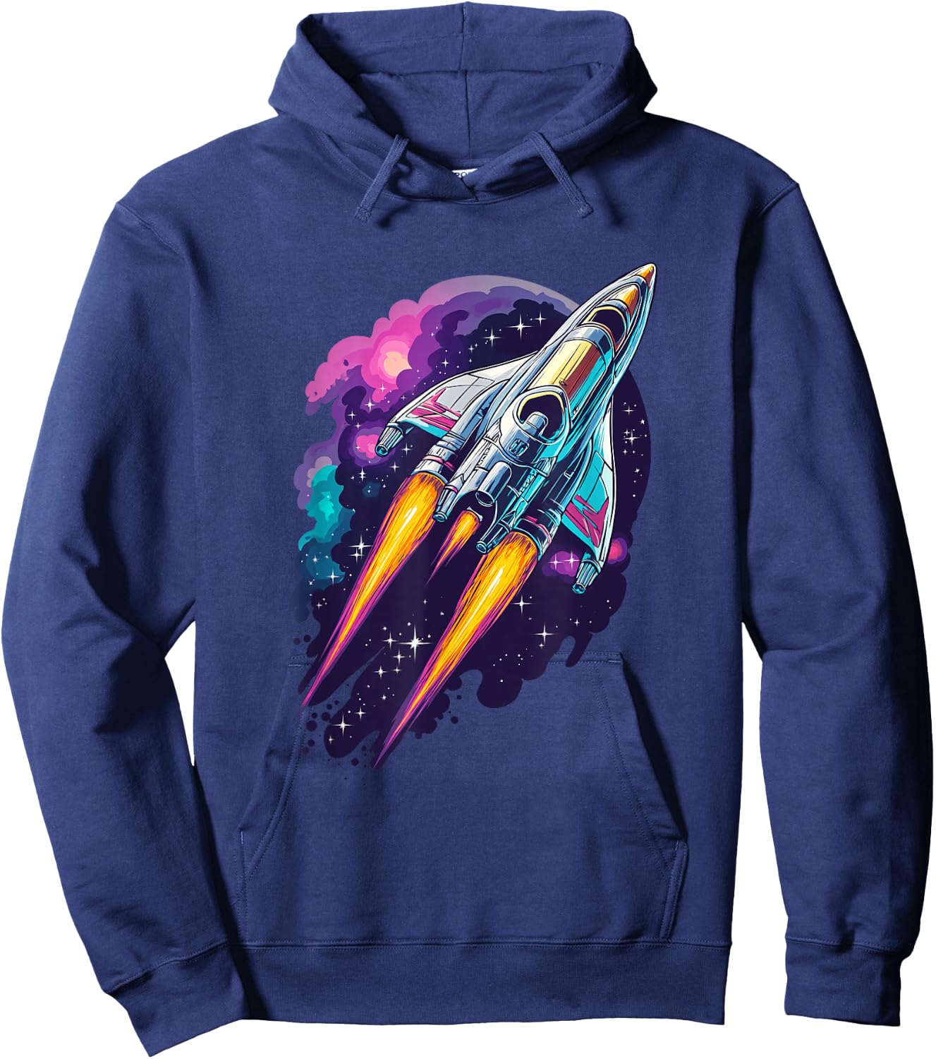 Universe Rocket Start Cosmos Shuttle Flight Galaxy Space , black Hoodie - Hoodie | Navy