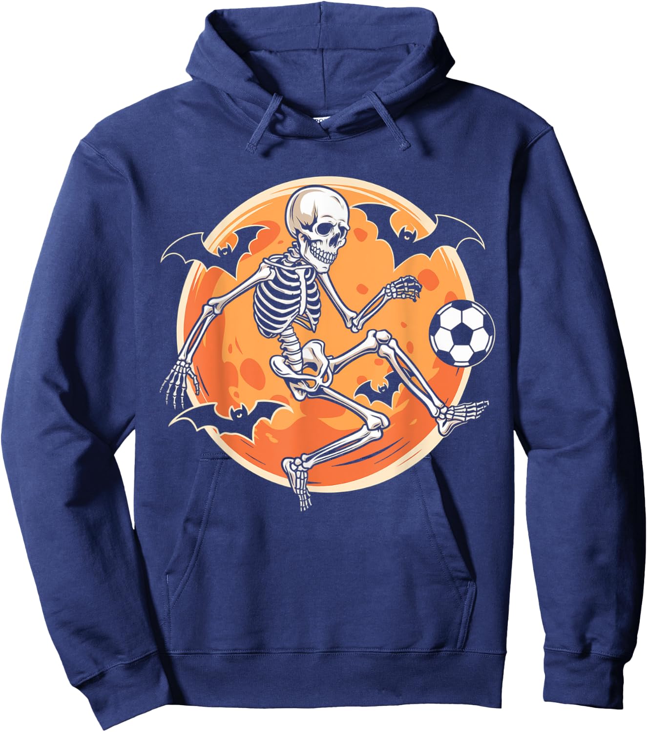 Soccer Skeleton Halloween Men Boys Soccer Player Funny Hoodie - Hoodie | Navy