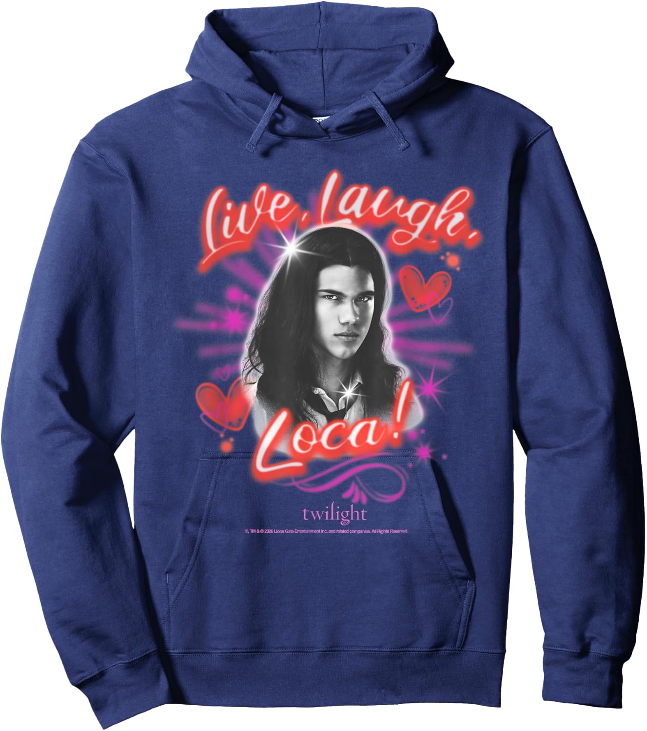 Twilight Live Laugh Loca Funny Jacob Airbrush Design Movie Hoodie - Hoodie | Navy