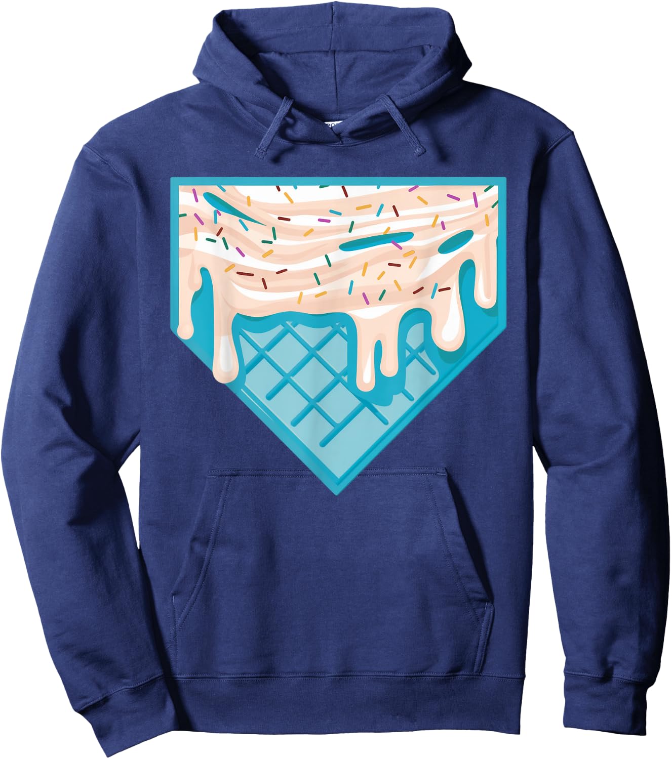 Funny Home Plate Drip - Ice Cream Softball & Baseball Hoodie - Hoodie | Navy