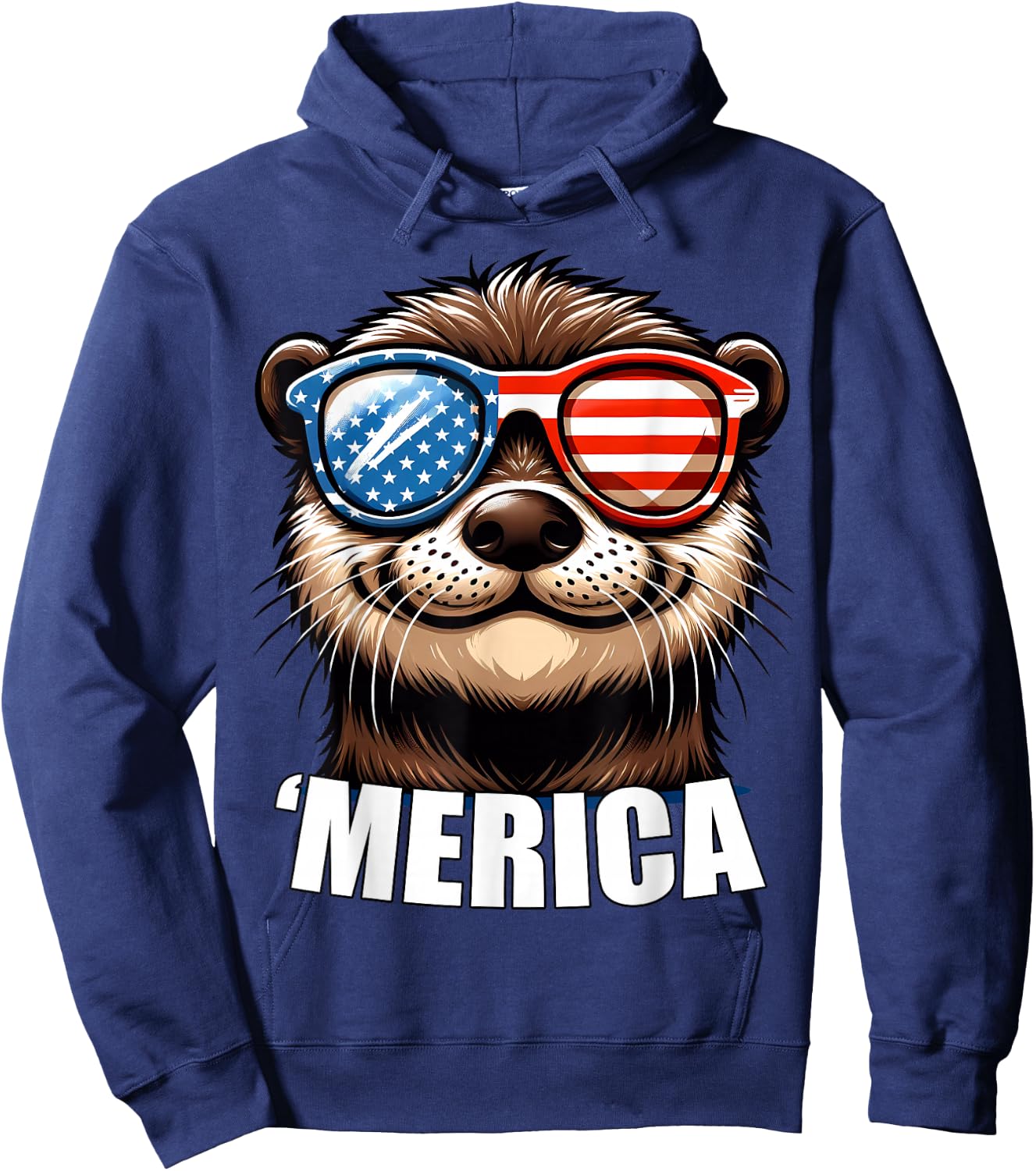 Merica River Otter Funny American Patriotic USA 4th of July Hoodie - Hoodie | Navy