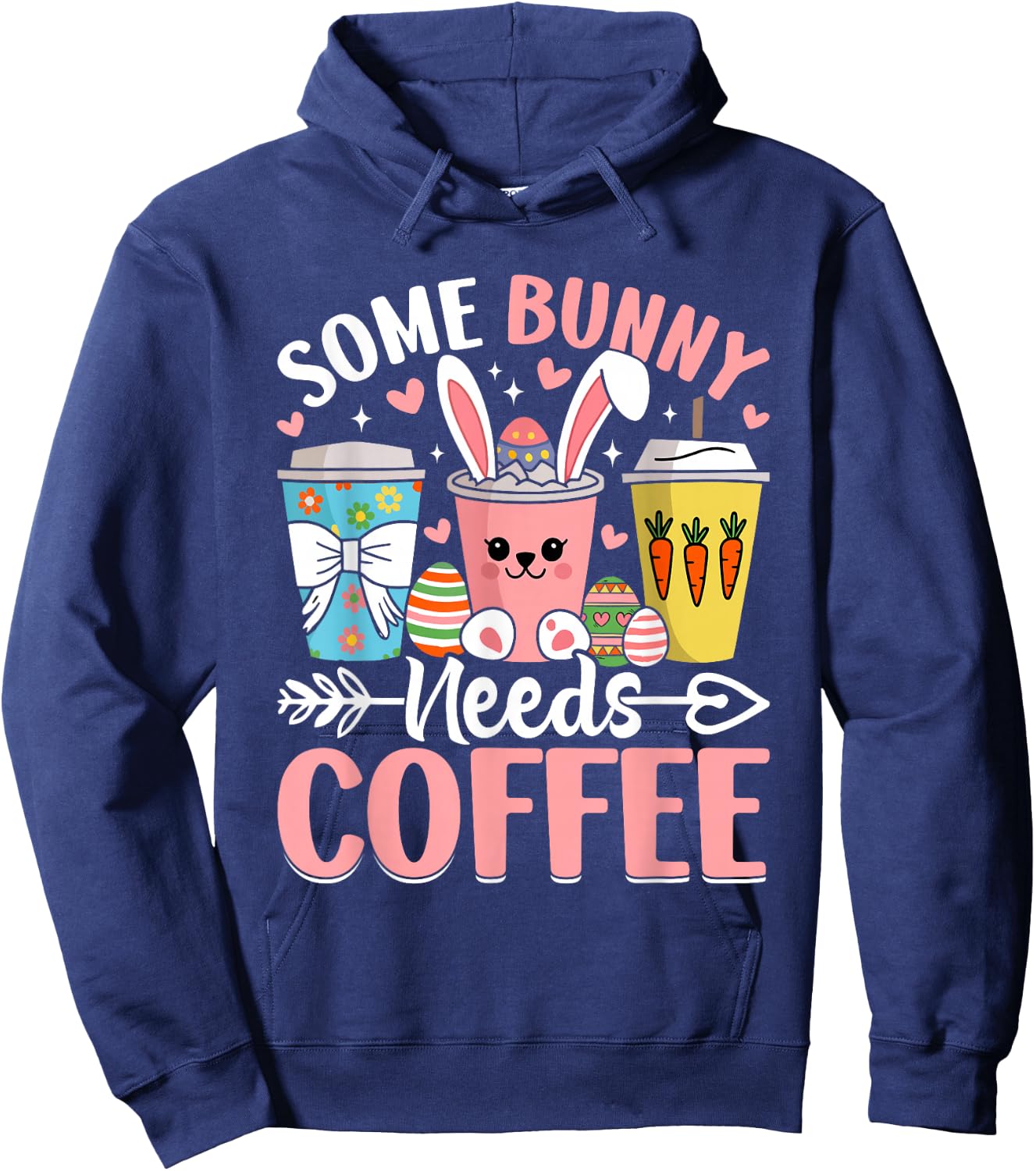 Cute Easter Bunny Coffee Lovers Hoodie - Hoodie | Navy