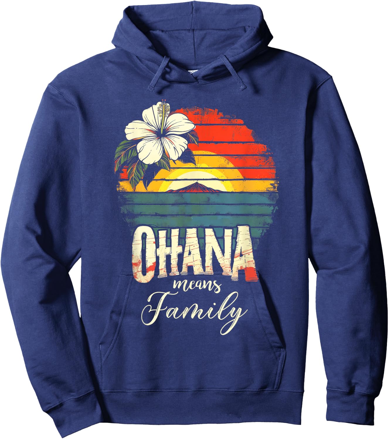 Ohana Means Family Hawaii Sommer Palmen Beach Hoodie - Hoodie | Navy