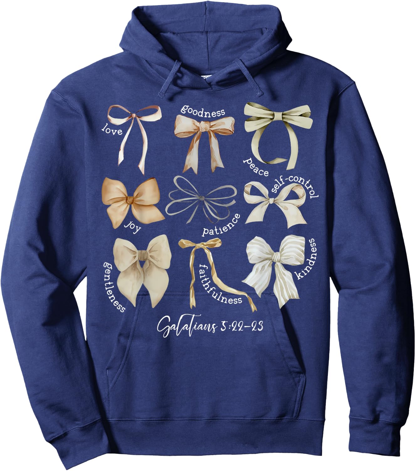 Coquette Bow Christian Fruit of the Spirit Bible Verse Jesus Hoodie - Hoodie | Navy