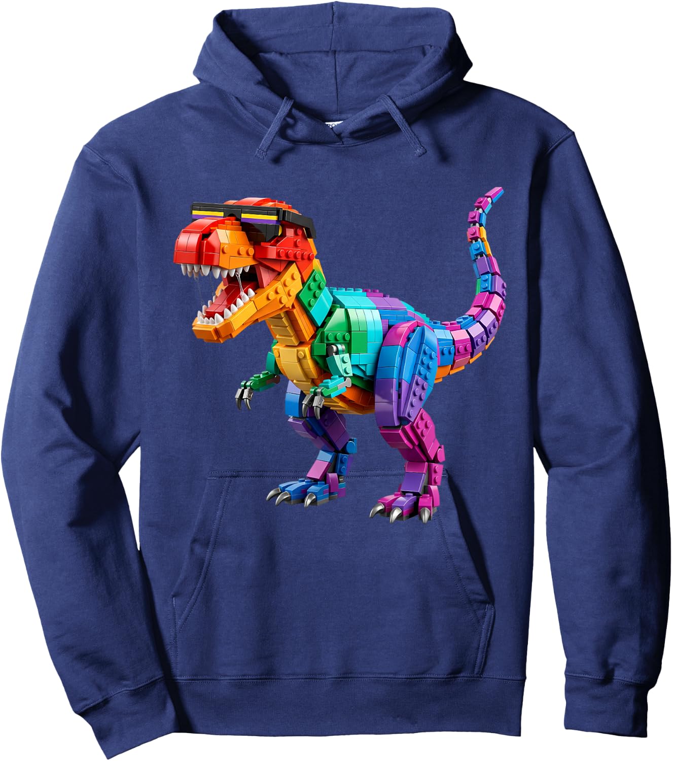 Master Builder Boys Kids Building Bricks Toys Dinosaur T-Rex Hoodie - Hoodie | Navy