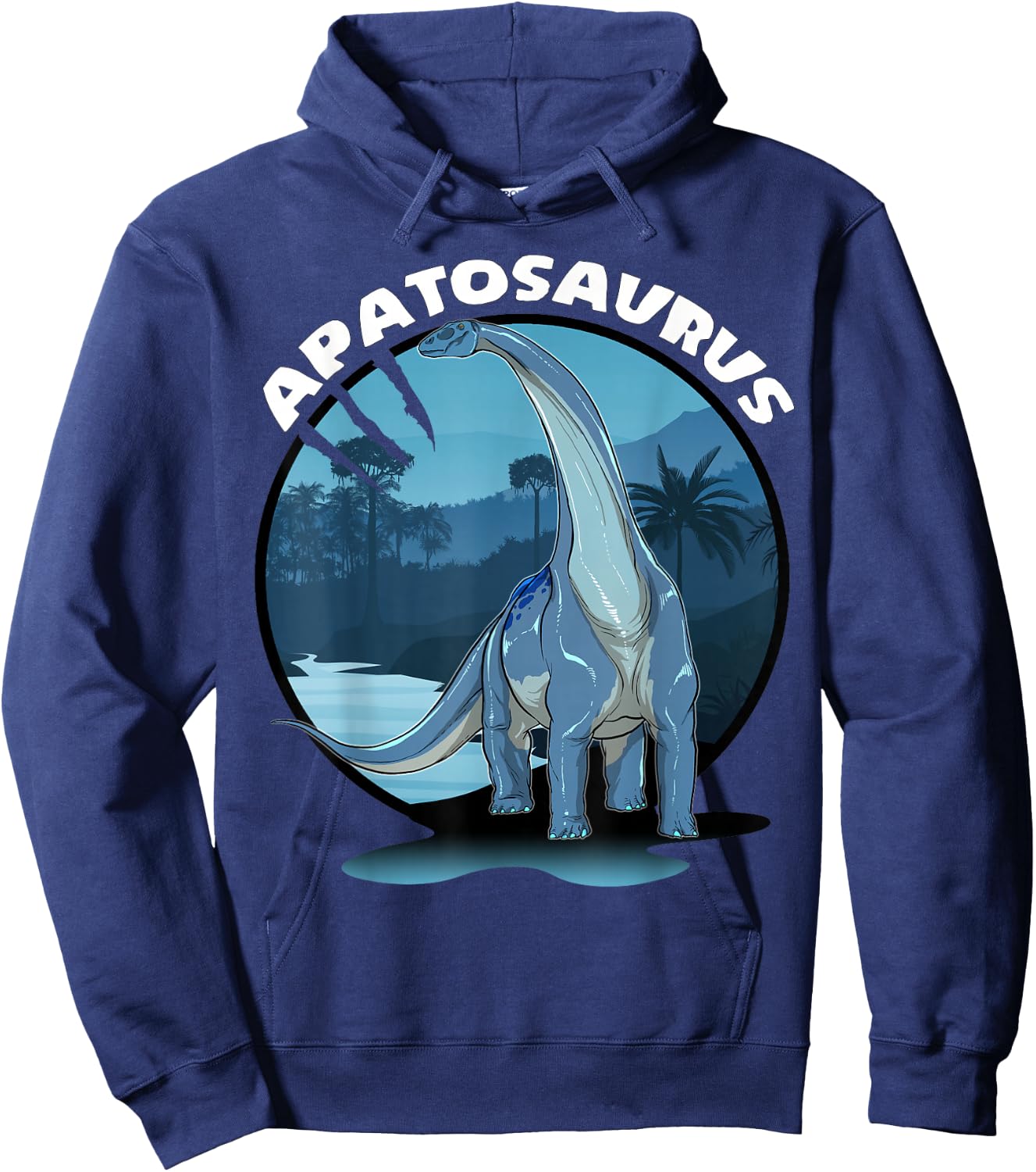 Apatosaurus Dinosaur Design With Background Hoodie - Hoodie | Navy