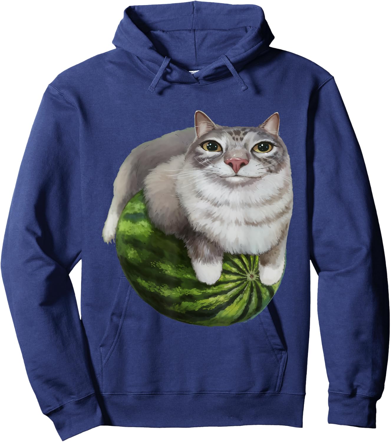 Silly Watermelon Cat Funny Cat Meme - Humor Graphic Anime Hoodie - Hoodie | Navy