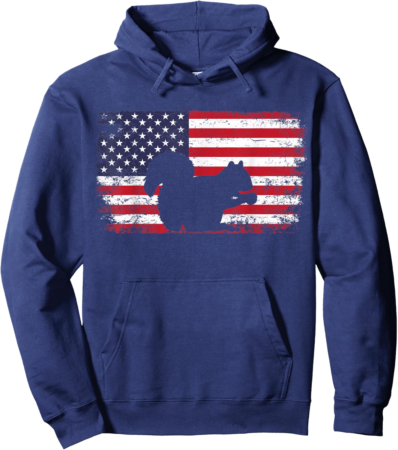 Patriotic Squirrel American Flag Cool Wild Lover Animals Fun Women Kids Men Hoodie - Hoodie | Navy