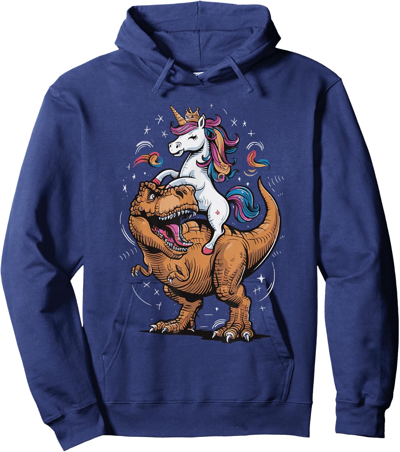 Unicorn Riding T Rex Hoodie - Hoodie | Navy