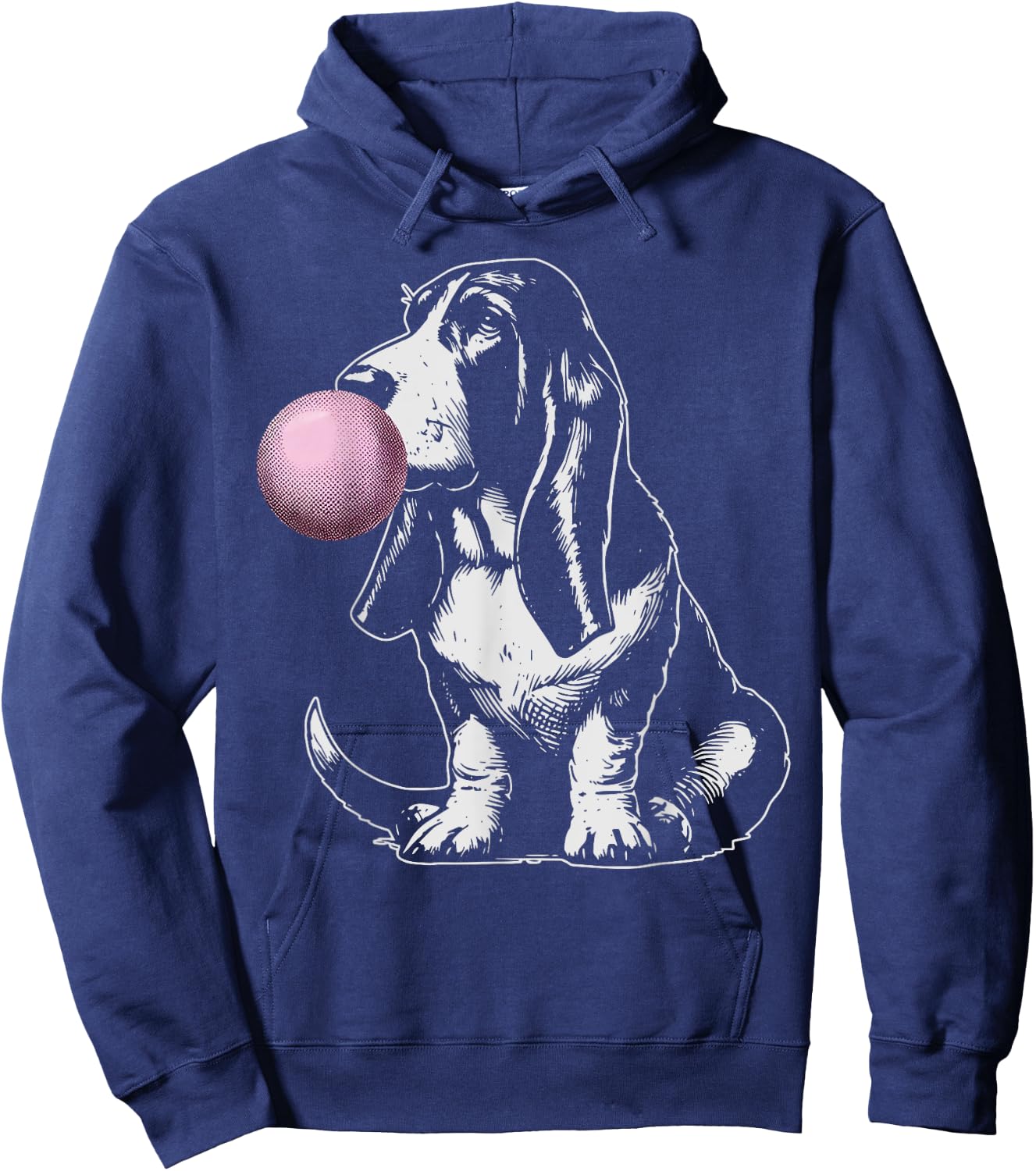 Vintage Dog Basset Hound Bubble Gum Graphic Owner Dog Lover Hoodie - Hoodie | Navy