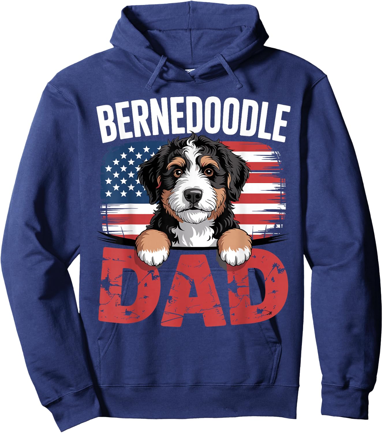 Funny Bernedoodle Dad Art Boys Bernedoodle Dog Owner Hoodie - Hoodie | Navy