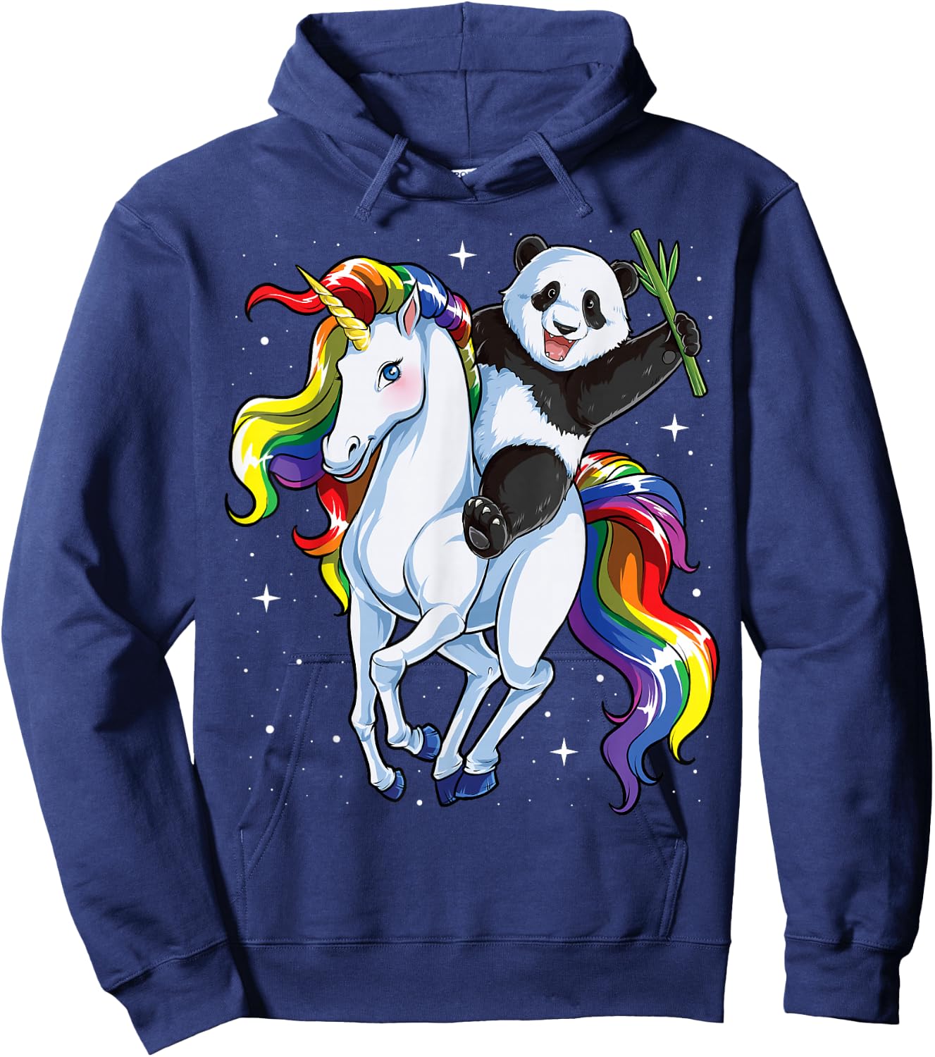 Panda Riding Unicorn Pandicorn Girls Kids Women Rainbow Gift Hoodie - Hoodie | Navy