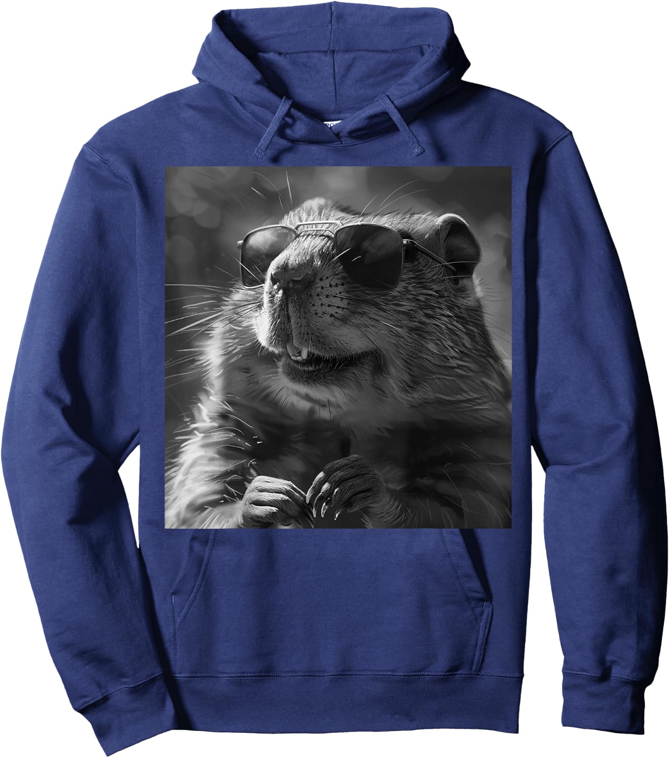 Groundhog Cheekily Laughs, Funny Animal, Groundhog Funny , Black, S Hoodie - Hoodie | Navy