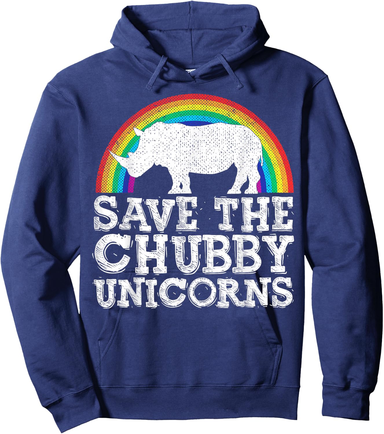 SAVE THE CHUBBY UNICORNS Gift Rhino Conservation Rainbow Hoodie - Hoodie | Navy