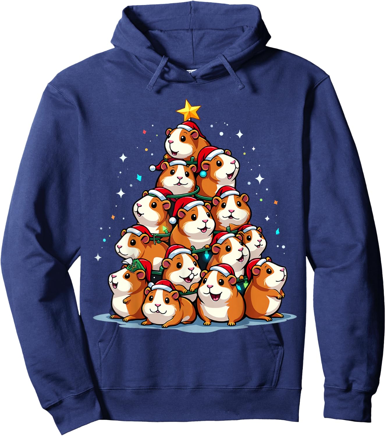 Guinea Pig Christmas Tree Funny Cavy Holiday Hoodie - Hoodie | Navy