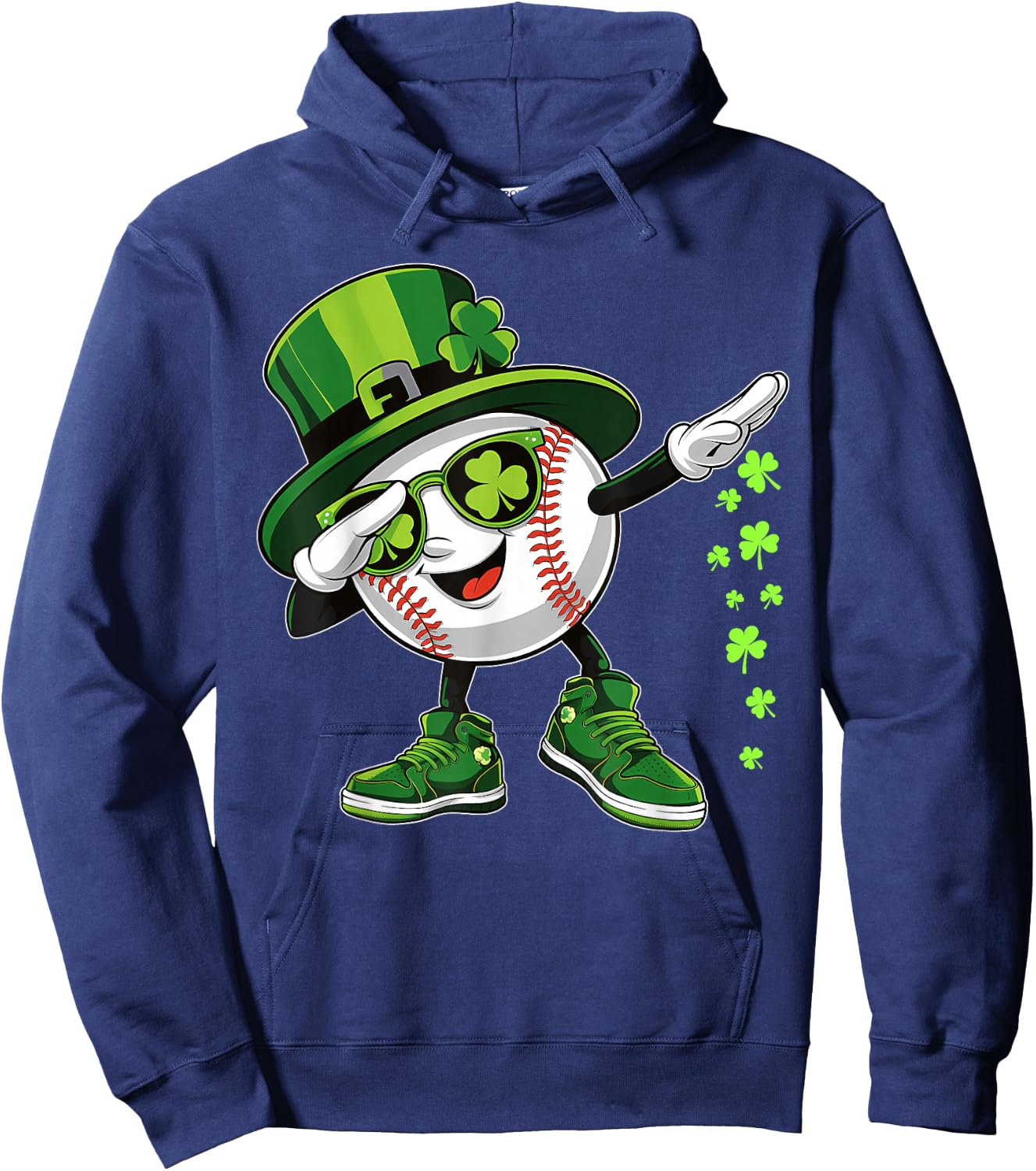 Funny Dabbing Shamrock Baseball St Patrick's Day Kids Hoodie - Hoodie | Navy