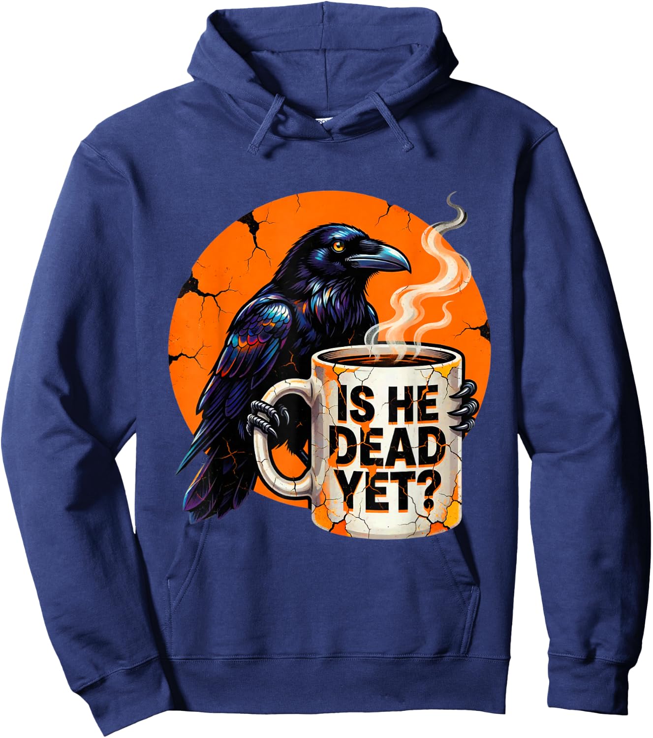 is He Vintage Dead Yet Dark Crow Raven Bird Humor Retro Hoodie - Hoodie | Navy